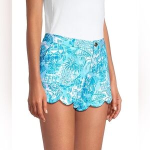 Lilly Pulitzer Limited Edition Size Zero Scallop Shorts Blue Martha’s Vineyard